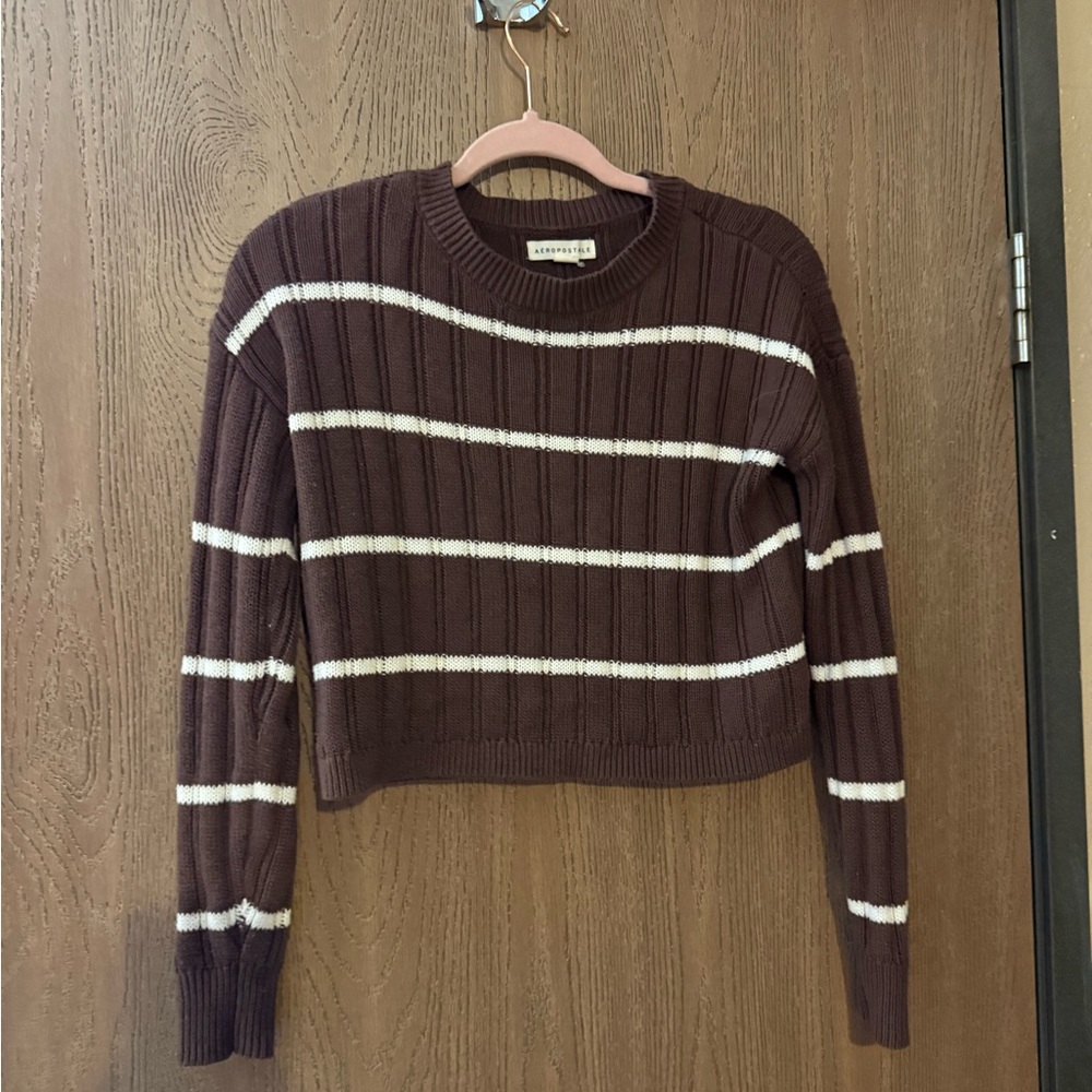 Forever 21 Chocolate and Cream Striped Sweater
